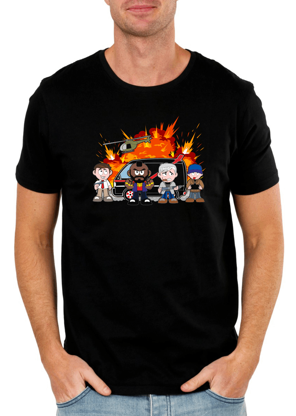 Retro Action Team Funny T-Shirt – 80s Van Adventure Graphic Tee | Unisex Gildan Softstyle UK