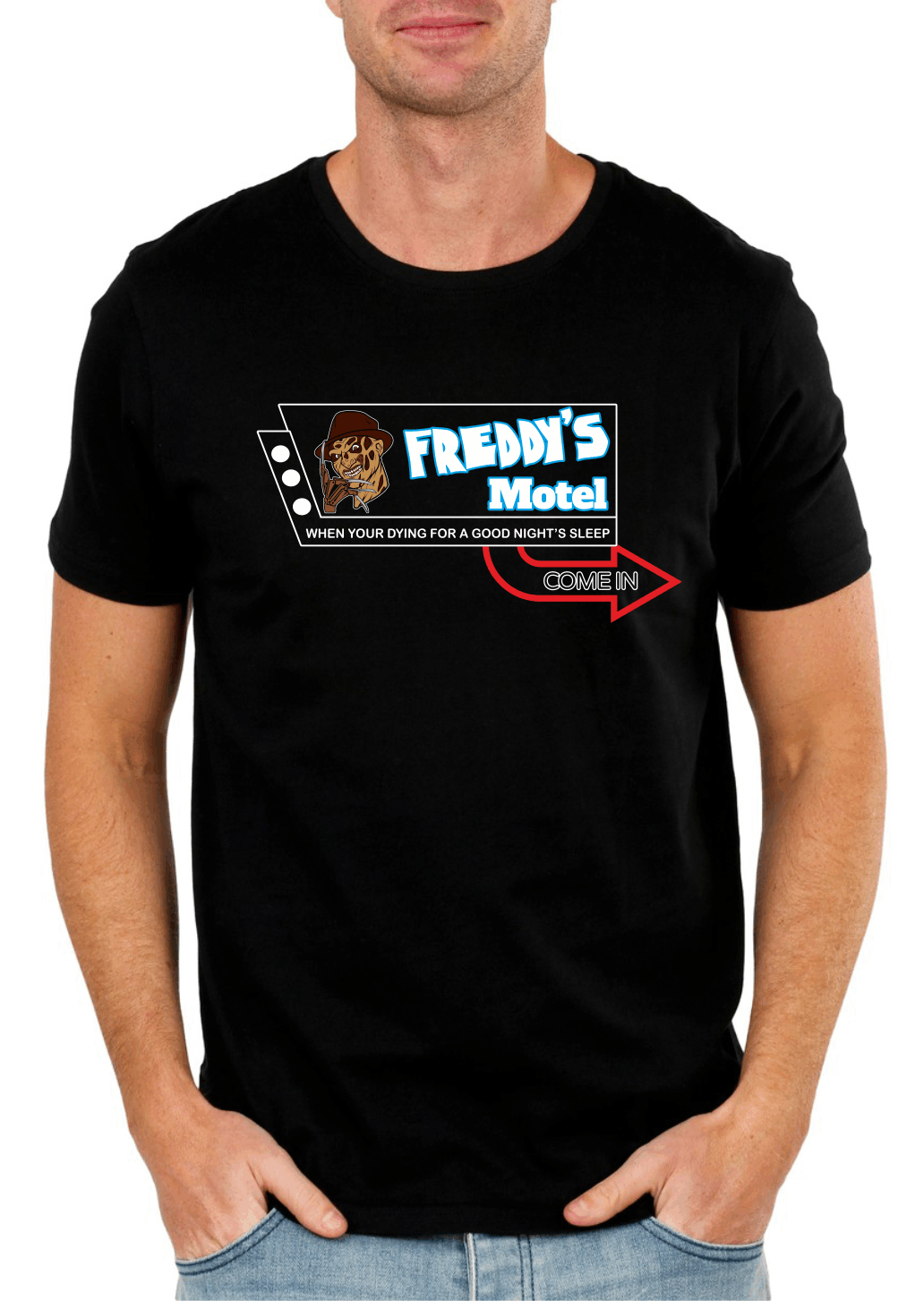Whimsical Horror Parody T-Shirt – Humorous Motel Design