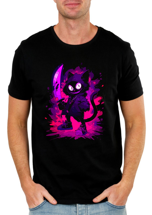 Neon Mischief Cat Tee – Fun and Edgy Style