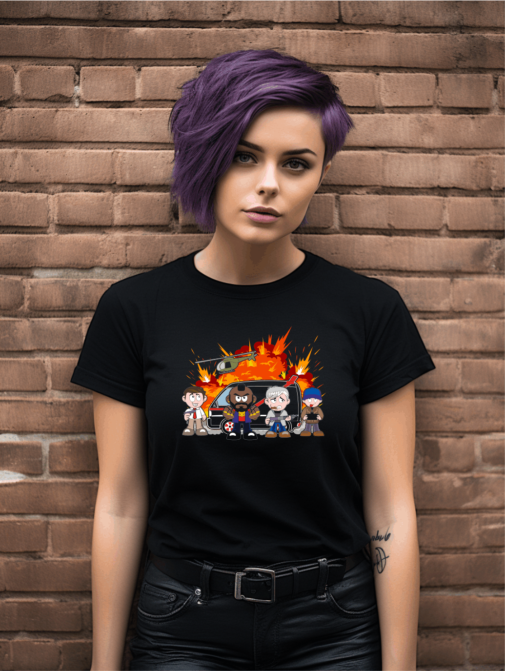 Retro Action Team Funny T-Shirt – 80s Van Adventure Graphic Tee | Unisex Gildan Softstyle UK