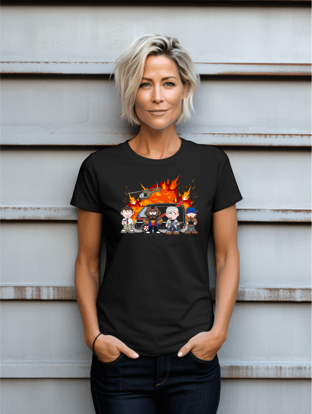 Retro Action Team Funny T-Shirt – 80s Van Adventure Graphic Tee | Unisex Gildan Softstyle UK