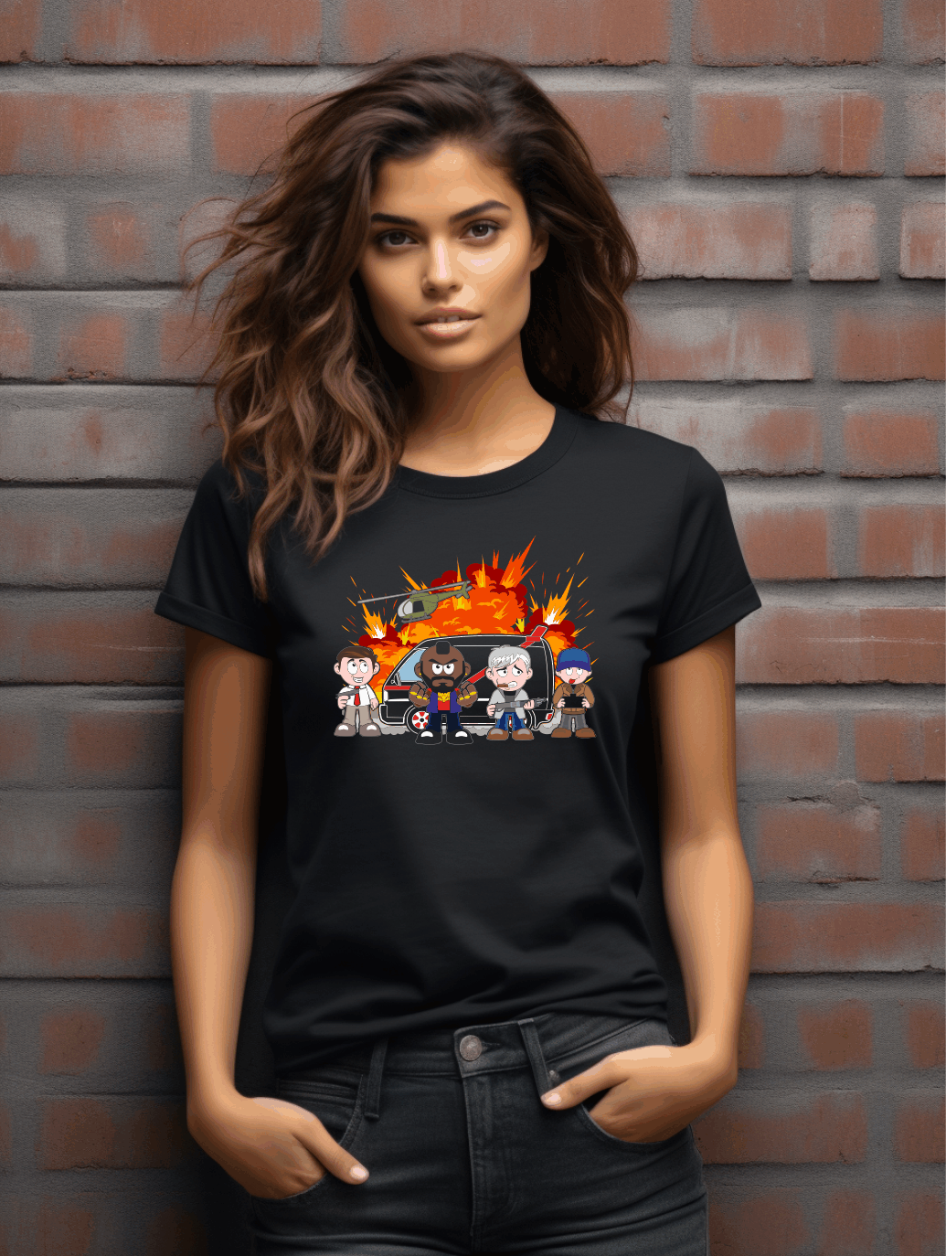 Retro Action Team Funny T-Shirt – 80s Van Adventure Graphic Tee | Unisex Gildan Softstyle UK