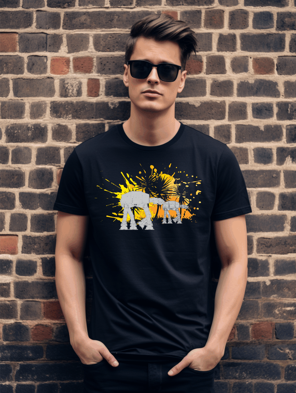 Retro Walker Battle T-Shirt – Sci-Fi Inspired Galactic Machine Graphic Tee | Unisex Gildan Softstyle UK