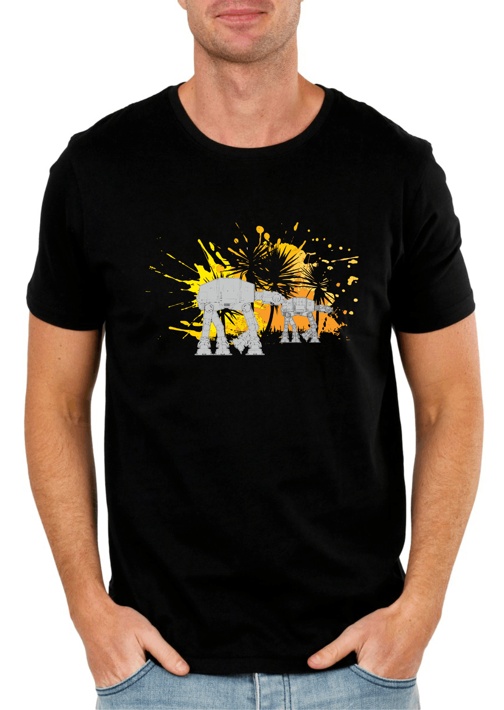 Retro Walker Battle T-Shirt – Sci-Fi Inspired Galactic Machine Graphic Tee | Unisex Gildan Softstyle UK