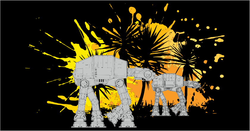 Retro Walker Battle T-Shirt – Sci-Fi Inspired Galactic Machine Graphic Tee | Unisex Gildan Softstyle UK