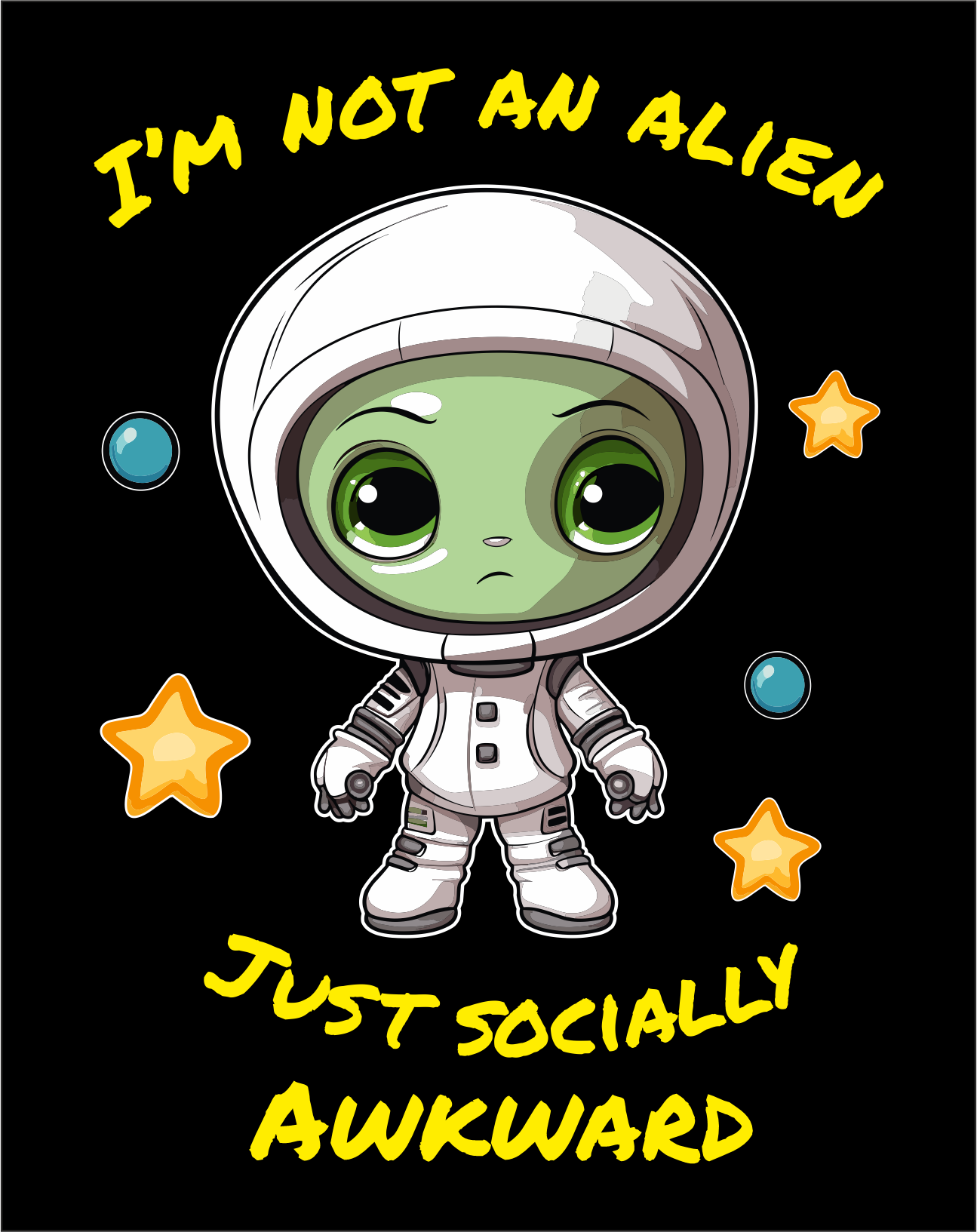 I’m Not An Alien Just Socially Awkward T-Shirt – Funny Space Graphic Tee | Cute Introvert Shirt | Gildan Softstyle UK