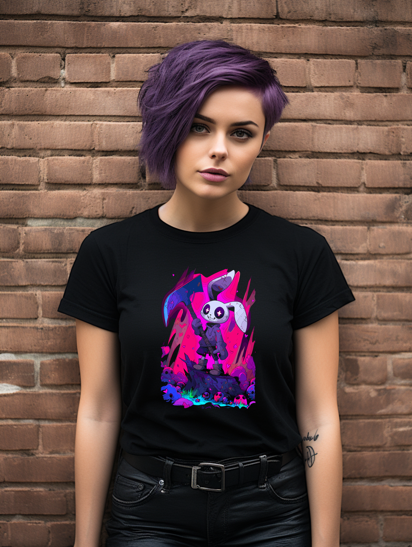 Playful Mercenary Bunny T-Shirt – Funny Graphic Design Tee