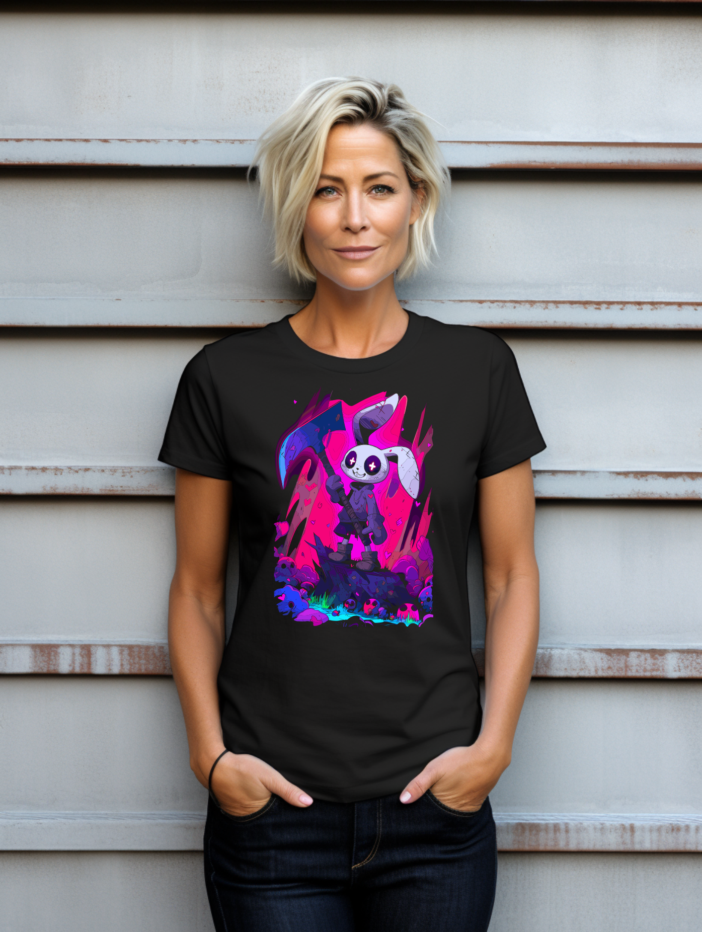 Playful Mercenary Bunny T-Shirt – Funny Graphic Design Tee