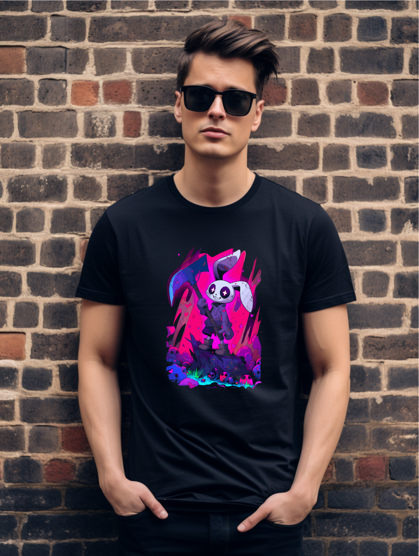Playful Mercenary Bunny T-Shirt – Funny Graphic Design Tee