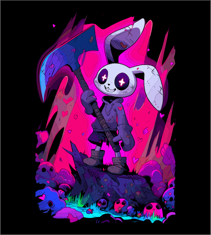 Playful Mercenary Bunny T-Shirt – Funny Graphic Design Tee