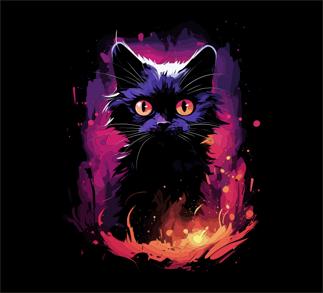Mystic Black Cat 1 T-Shirt – Gothic Fantasy Cat Graphic Tee