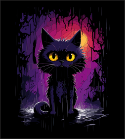 Mystic Black Cat T-Shirt – Gothic Fantasy Cat Graphic Tee