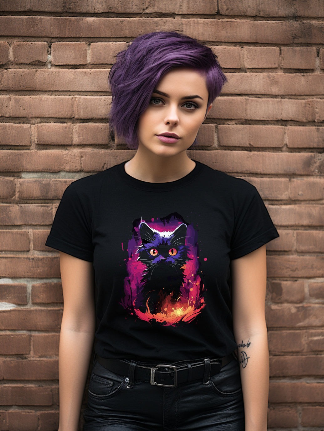 Mystic Black Cat 1 T-Shirt – Gothic Fantasy Cat Graphic Tee