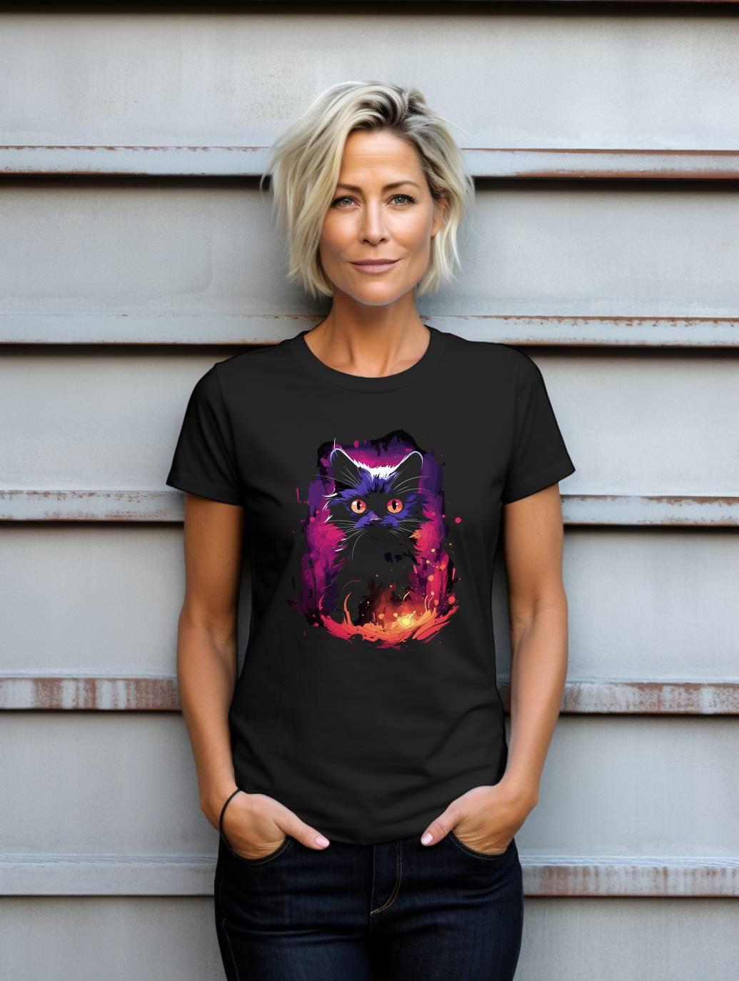 Mystic Black Cat 1 T-Shirt – Gothic Fantasy Cat Graphic Tee