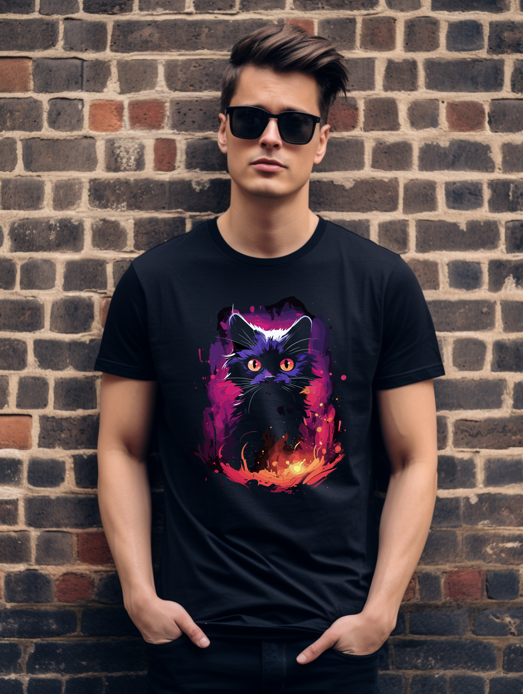 Mystic Black Cat 1 T-Shirt – Gothic Fantasy Cat Graphic Tee