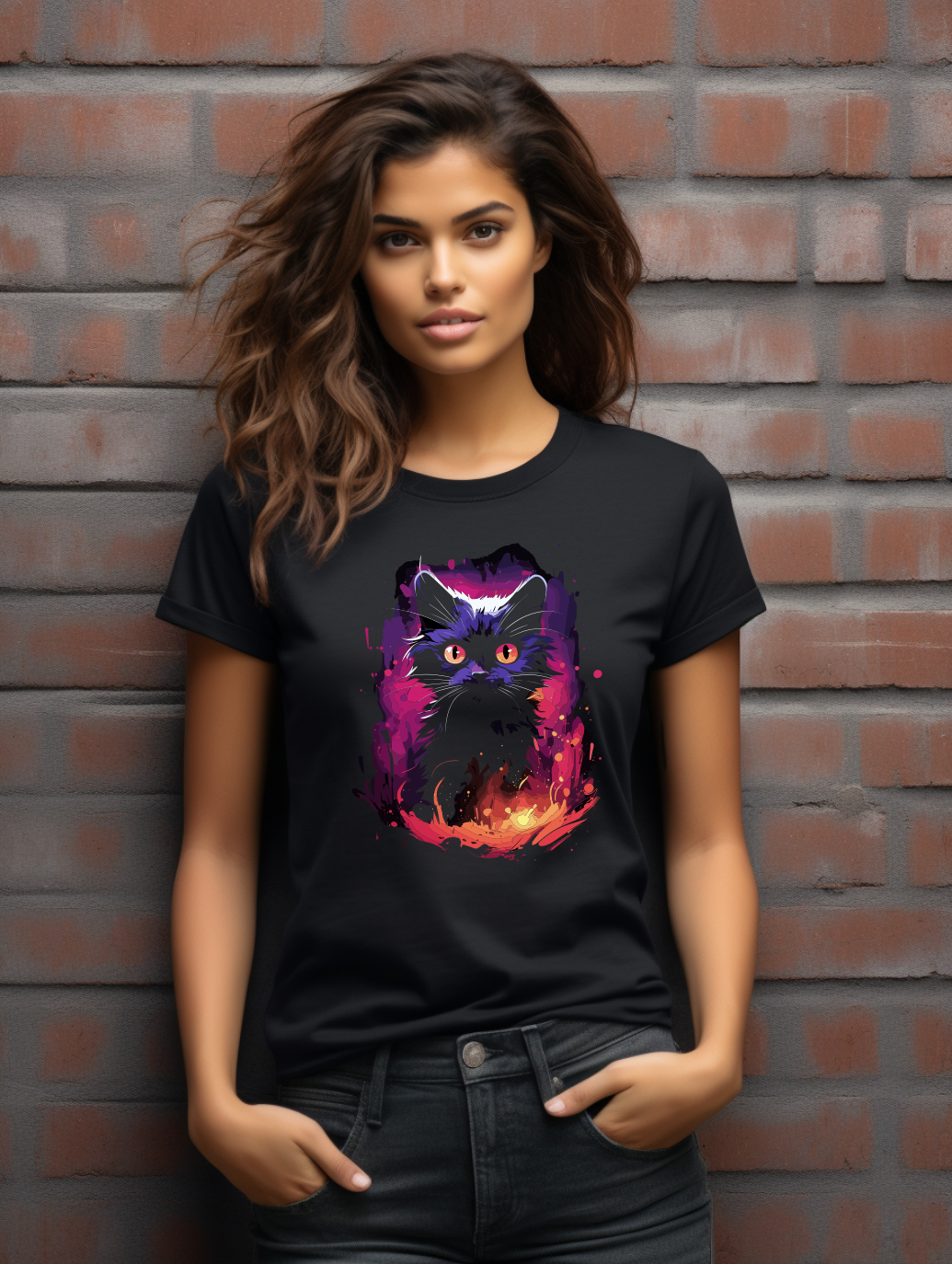 Mystic Black Cat 1 T-Shirt – Gothic Fantasy Cat Graphic Tee