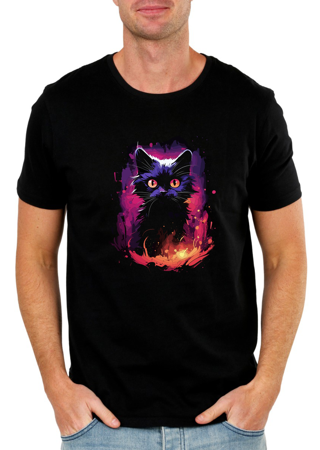 Mystic Black Cat 1 T-Shirt – Gothic Fantasy Cat Graphic Tee