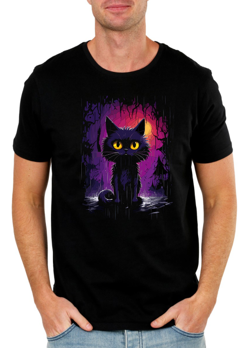 Mystic Black Cat T-Shirt – Gothic Fantasy Cat Graphic Tee