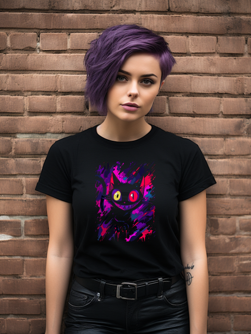 Psychedelic Kitty Parody T-Shirt – Vibrant Cat Design Tee