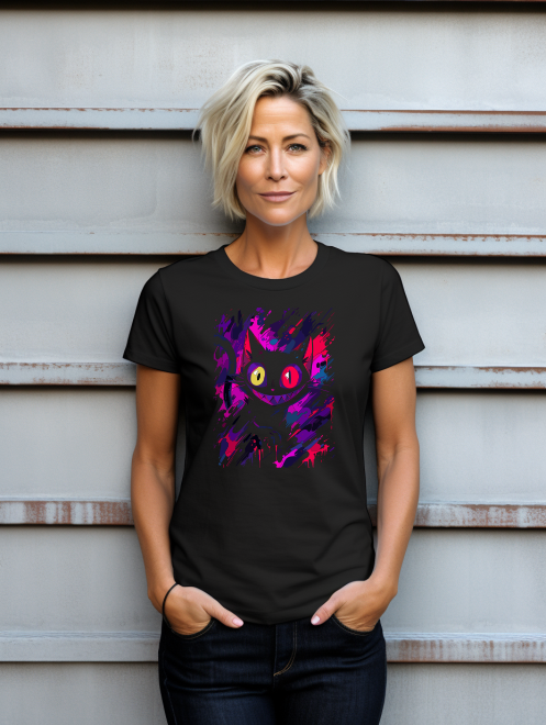 Psychedelic Kitty Parody T-Shirt – Vibrant Cat Design Tee
