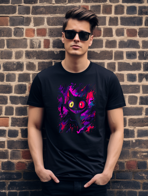 Psychedelic Kitty Parody T-Shirt – Vibrant Cat Design Tee