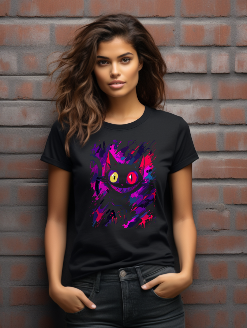 Psychedelic Kitty Parody T-Shirt – Vibrant Cat Design Tee
