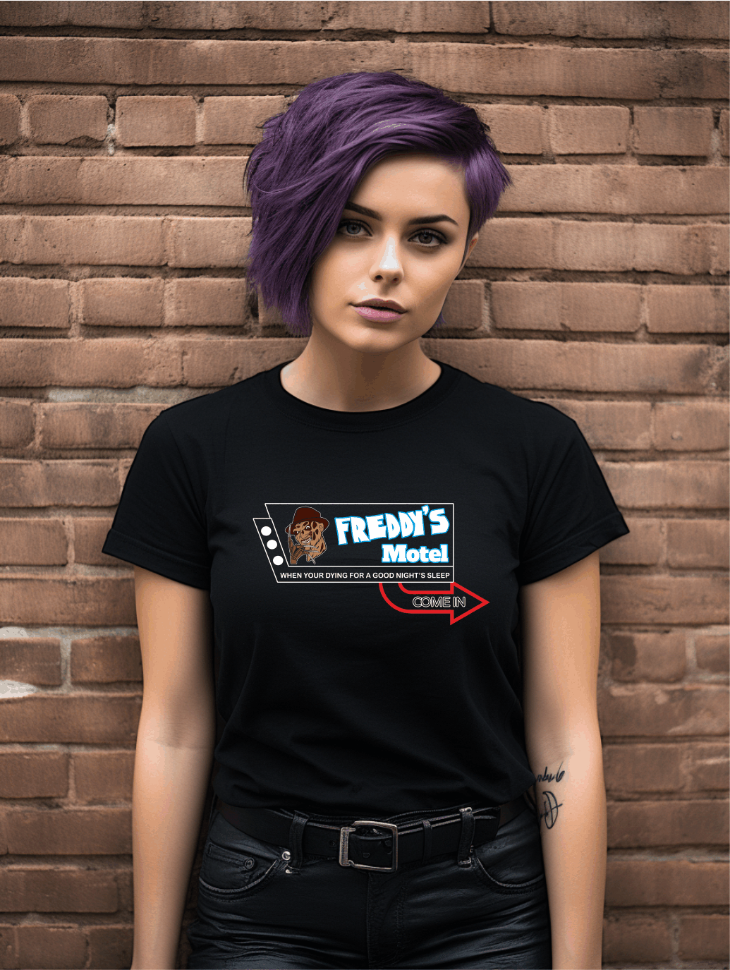 Whimsical Horror Parody T-Shirt – Humorous Motel Design