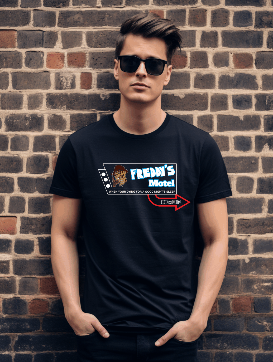 Whimsical Horror Parody T-Shirt – Humorous Motel Design