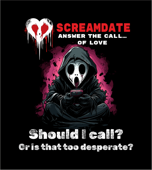 Screamdate Funny Horror T-Shirt – “Should I Call?” Ghost Inspired Graphic Tee | Unisex Gildan Softstyle UK