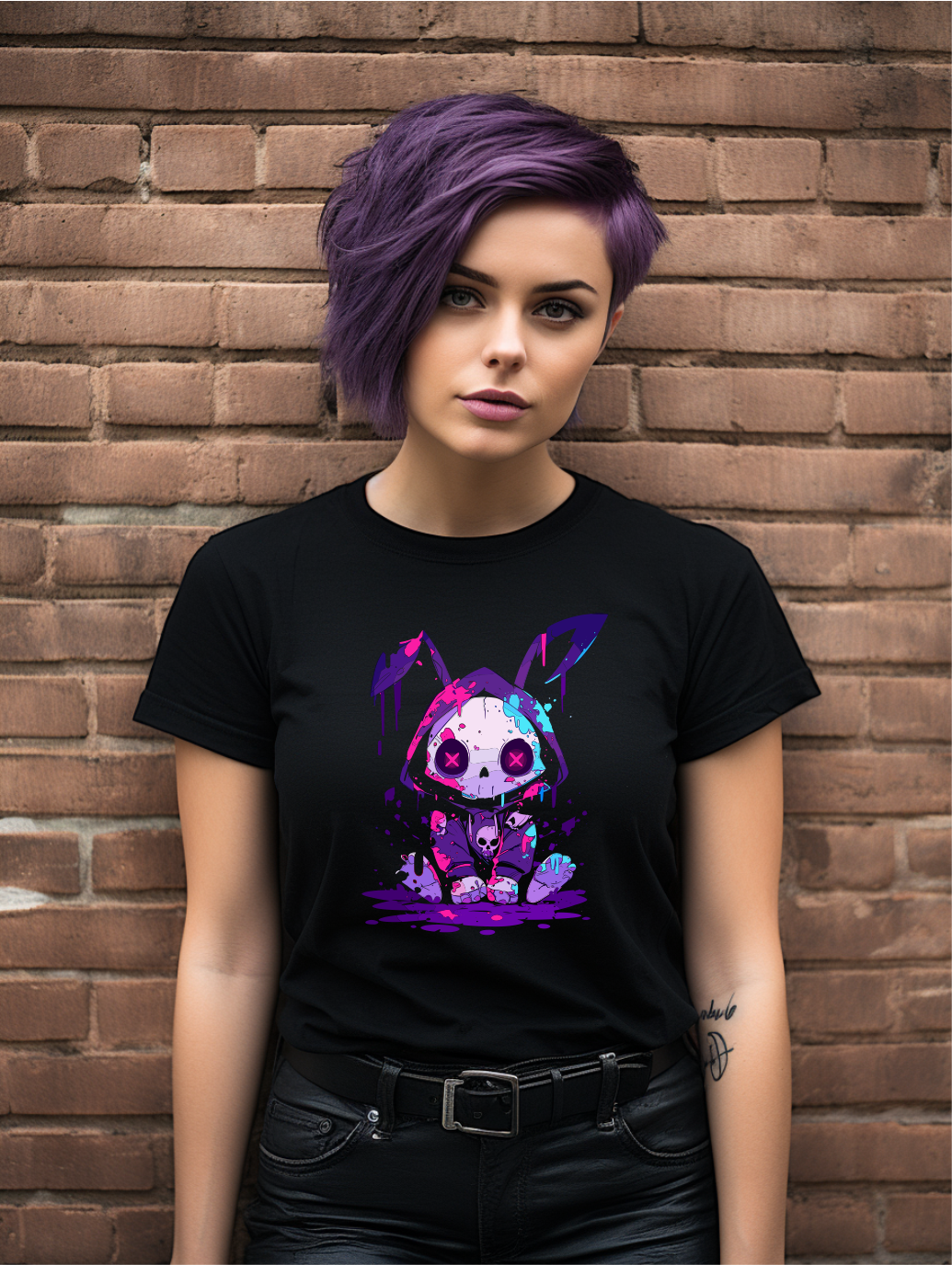 Manic Cartoon Rabbit Graphic T-Shirt – Alternative Style Tee