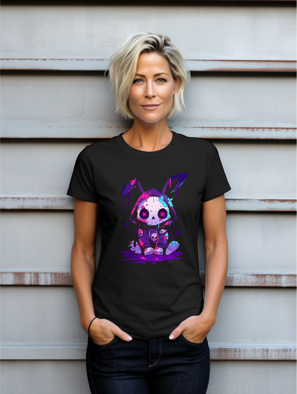 Manic Cartoon Rabbit Graphic T-Shirt – Alternative Style Tee
