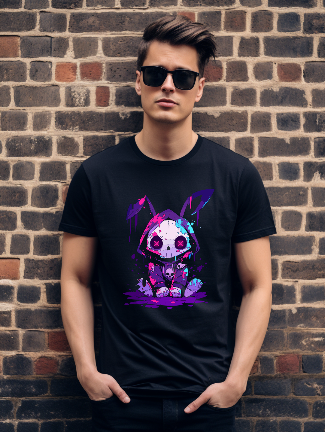 Manic Cartoon Rabbit Graphic T-Shirt – Alternative Style Tee