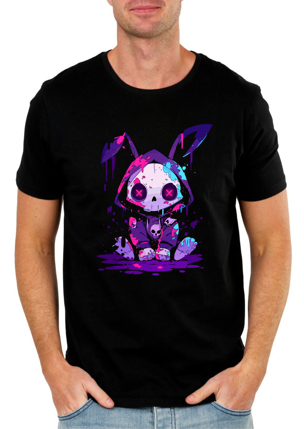 Manic Cartoon Rabbit Graphic T-Shirt – Alternative Style Tee