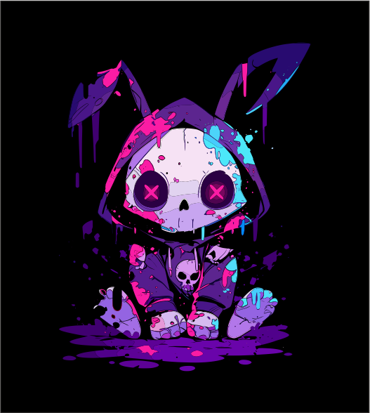 Manic Cartoon Rabbit Graphic T-Shirt – Alternative Style Tee