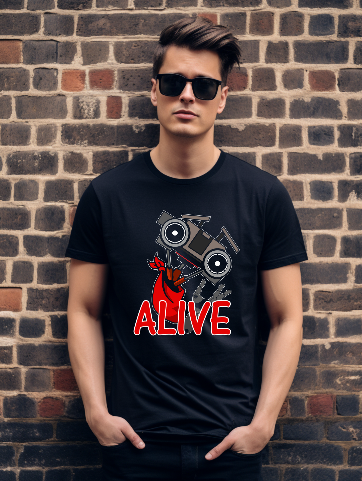 Retro Robot Parody T-Shirt – Fun Graphic Tee for Film Fans