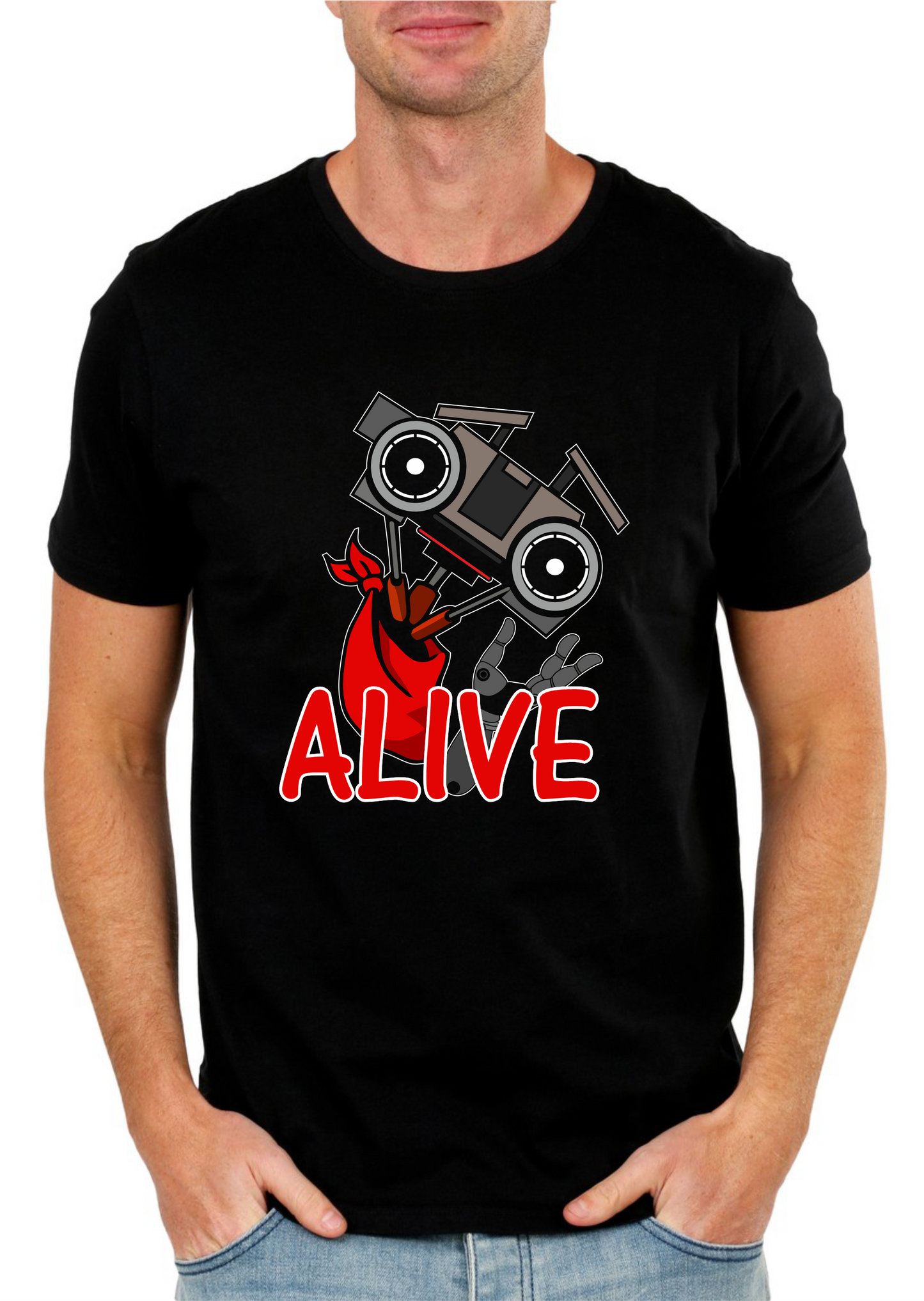 Retro Robot Parody T-Shirt – Fun Graphic Tee for Film Fans