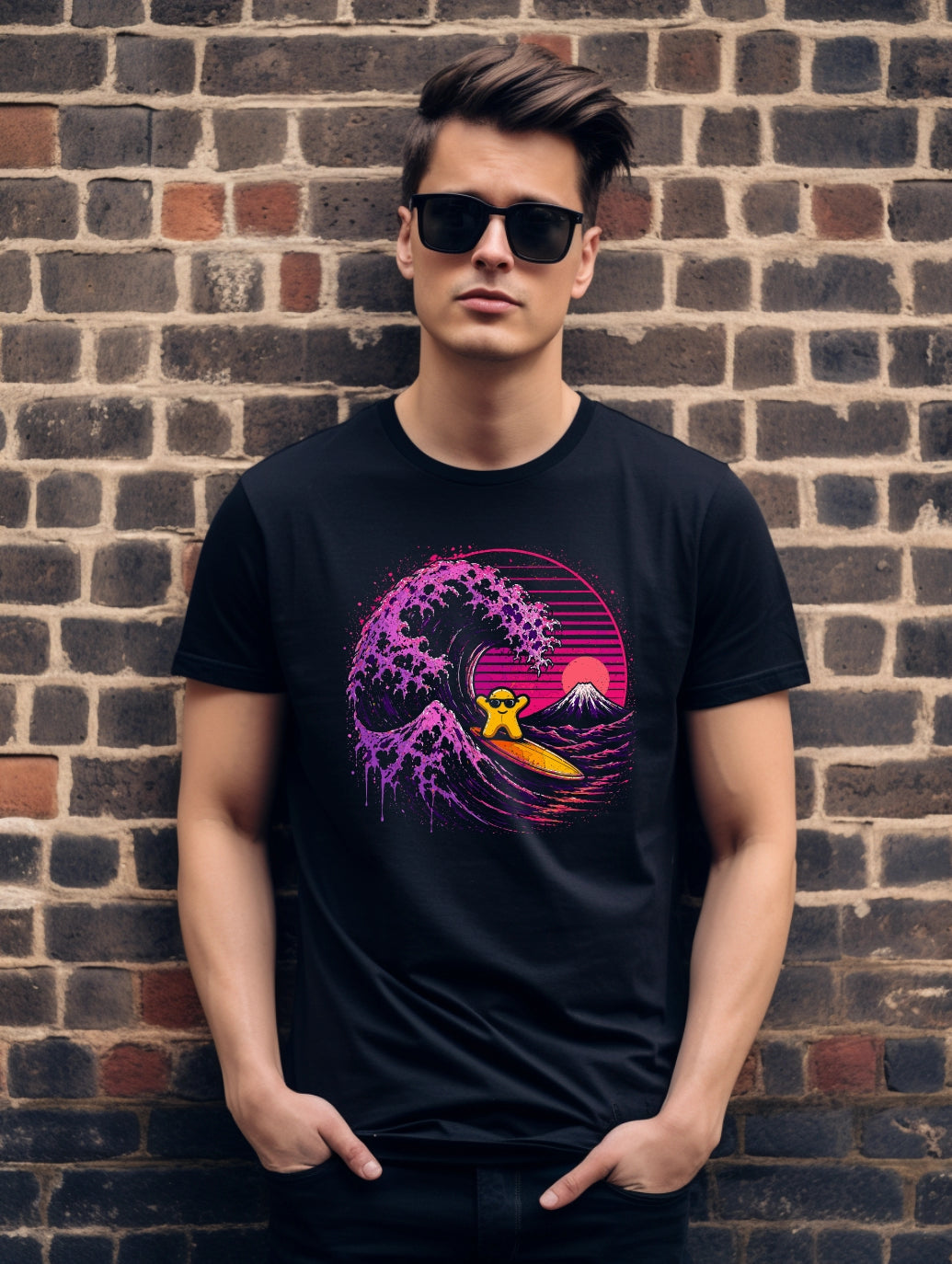 Meeple Wave Rider – Vaporwave Board Game Graphic Tee