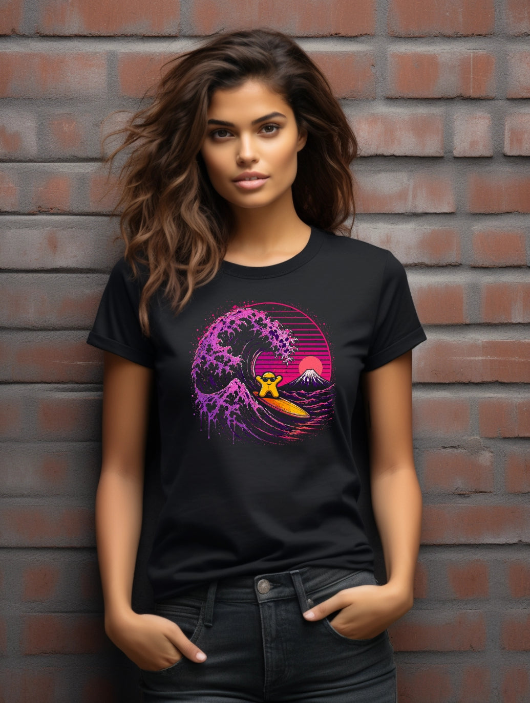 Meeple Wave Rider – Vaporwave Board Game Graphic Tee