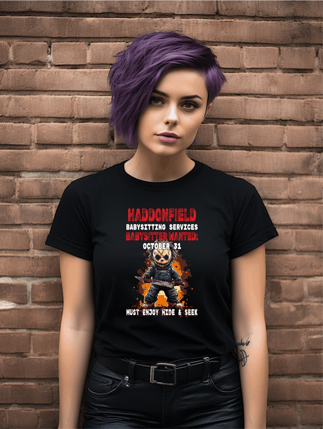 Creepy Babysitting Services Parody T-Shirt – Humorous Graphic Tee