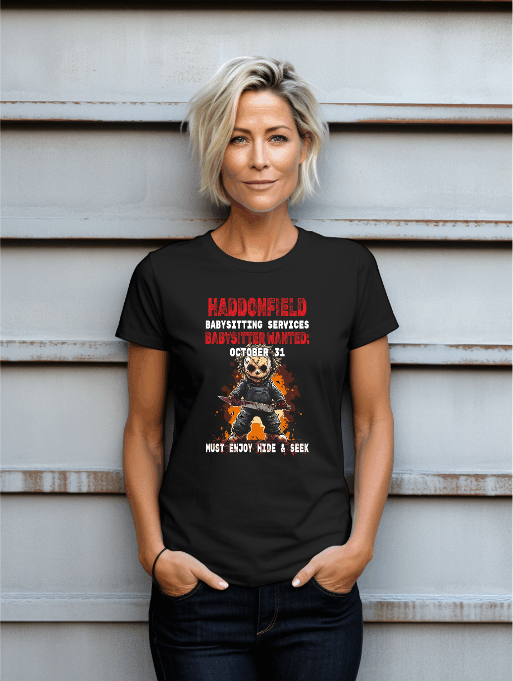 Creepy Babysitting Services Parody T-Shirt – Humorous Graphic Tee