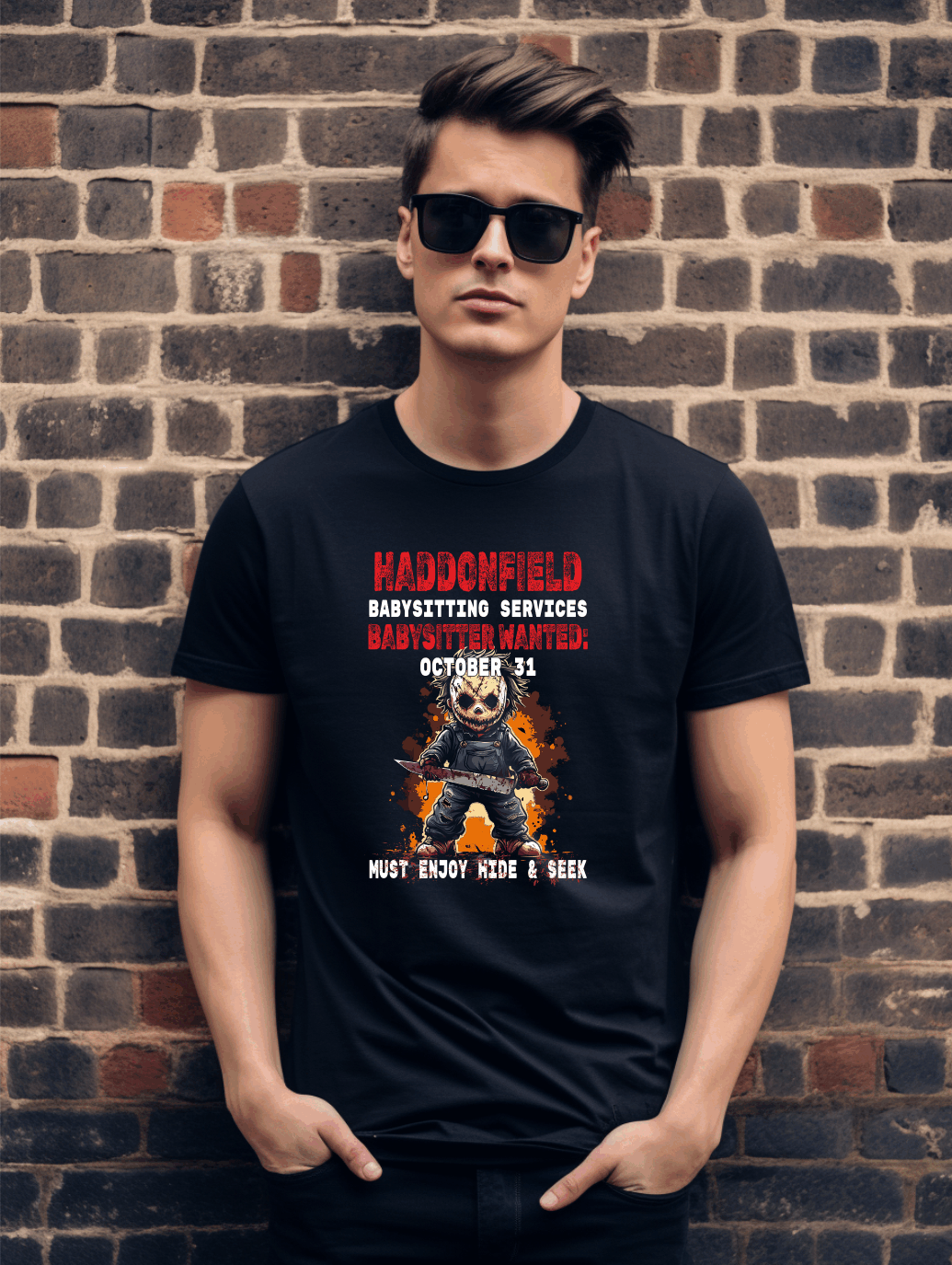 Creepy Babysitting Services Parody T-Shirt – Humorous Graphic Tee