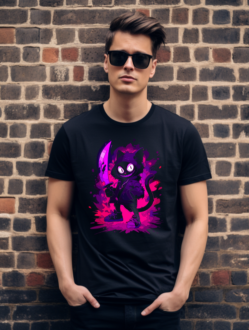 Neon Mischief Cat Tee – Fun and Edgy Style