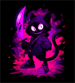 Neon Mischief Cat Tee – Fun and Edgy Style
