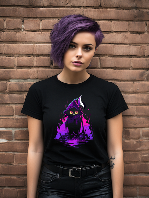 Gothic Cat Reaper T-Shirt – Unique Parody Artwork Tee