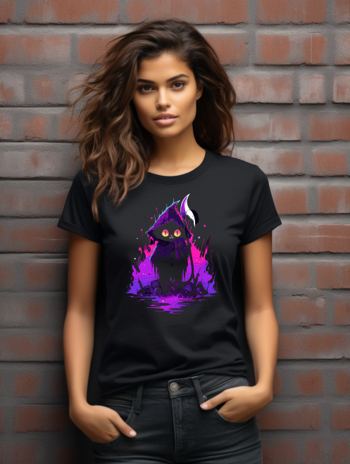 Gothic Cat Reaper T-Shirt – Unique Parody Artwork Tee
