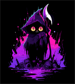 Gothic Cat Reaper T-Shirt – Unique Parody Artwork Tee