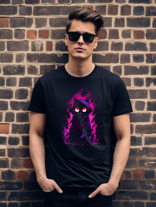 Mystical Black Cat T-Shirt – Enigmatic Graphic Tee