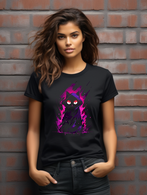 Mystical Black Cat T-Shirt – Enigmatic Graphic Tee