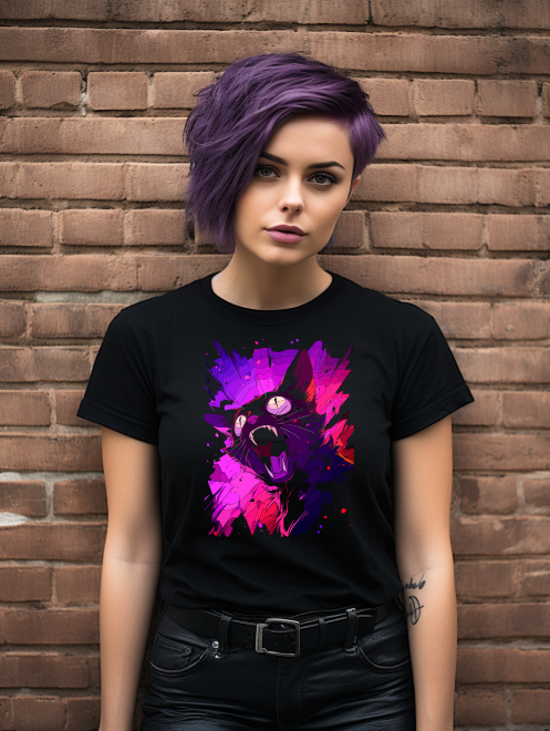 Screaming Cat Parody T-Shirt – Eye-Catching Gothic Tee