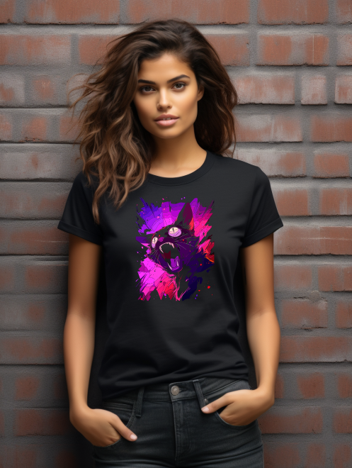 Screaming Cat Parody T-Shirt – Eye-Catching Gothic Tee